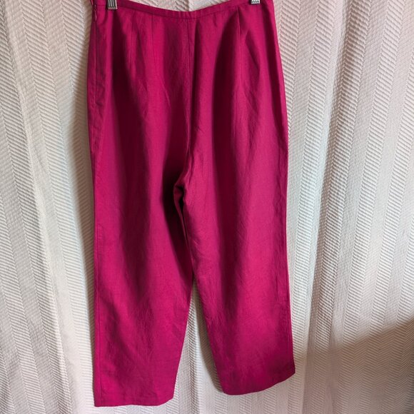Haggar Women's Linen blend crop pants Fuchsia Hot Pink Summer Spring Size 6 - Picture 4 of 10
